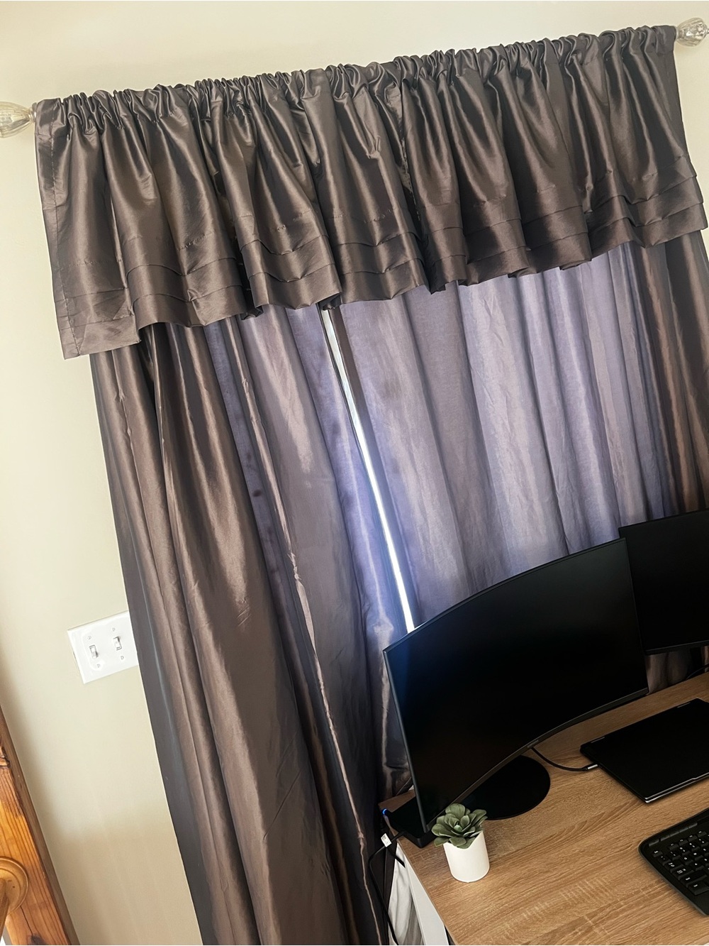 Peri Homeworks Chocolate Brown Curtain Panels (4) & Valances (4) Set